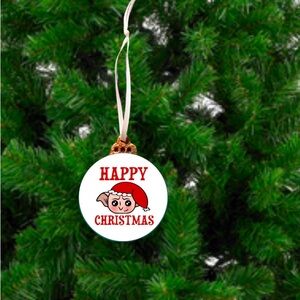 Ornament Tree Holiday Happy Christmas Harry Potter Dobby Wood Round Handmade
